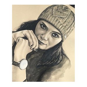 Portrait Zeichnen Lassen-Kohlezeichnung