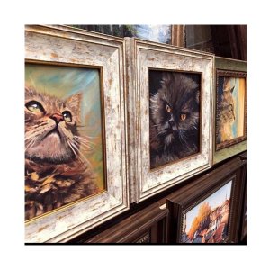 Detailreiche Katzenporträts als Ölgemälde in edlen Rahmen, handgemalt von Ferhat Tursun nach Fotovorlage.