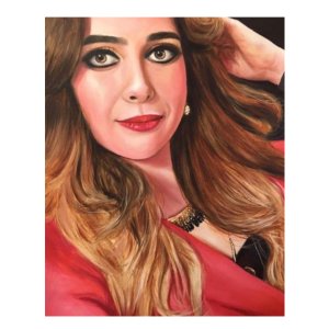 Prachtvolles Frauenporträt in Öl: Handgemaltes Kunstwerk einer Frau im roten Kleid von Ferhat Tursun.