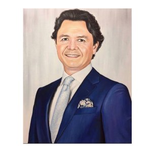 Klassisches Herrenporträt als Ölgemälde auf Leinwand, handgemalt von Ferhat Tursun nach Fotovorlage.