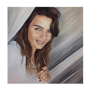 Stilvolles Frauenporträt in Öl auf Leinwand: Handgemaltes Meisterwerk nach Fotovorlage von Ferhat Tursun.